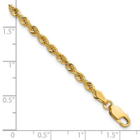 14k 3mm D/C Rope with Lobster Clasp Chain