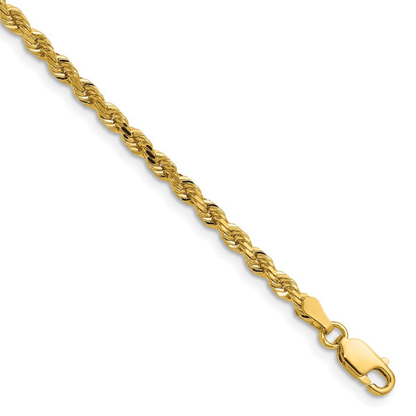 14k 3mm D/C Rope with Lobster Clasp Chain