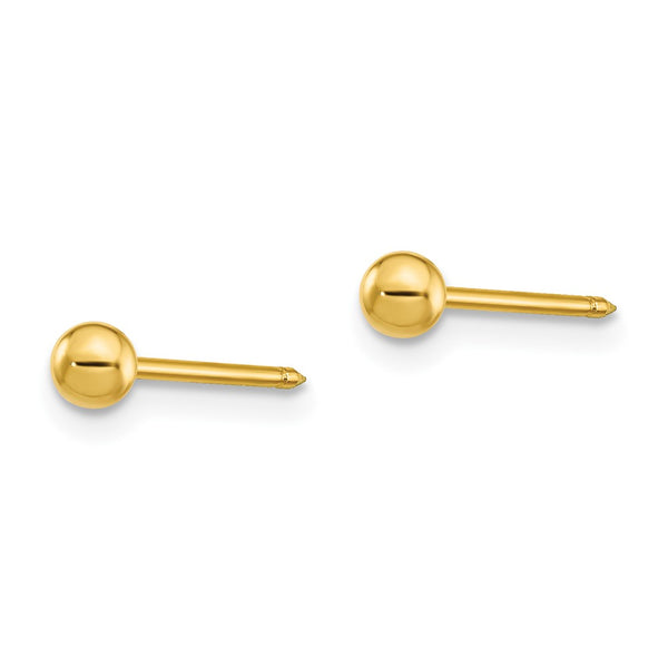 Inverness Stainless Steel 24K Gold-plated 3mm Ball Post Earrings