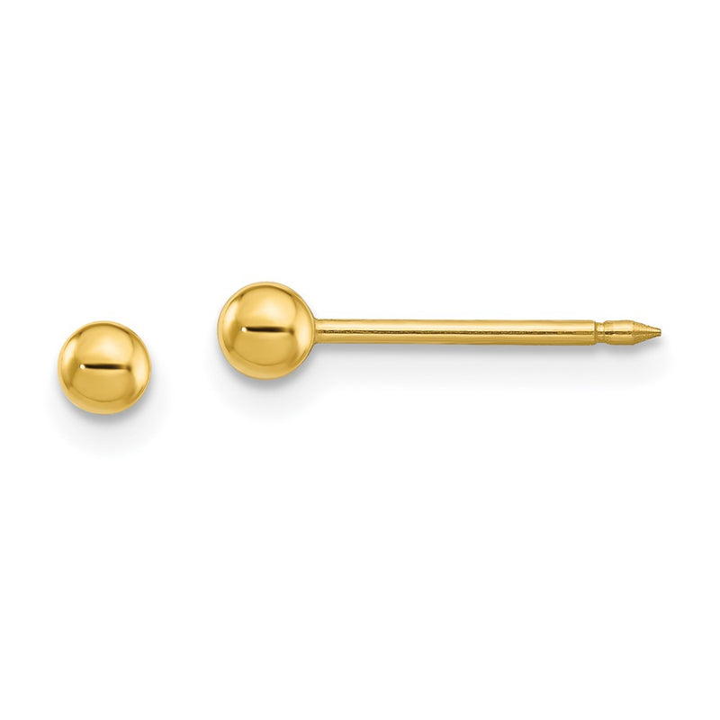 Inverness Stainless Steel 24K Gold-plated 3mm Ball Post Earrings