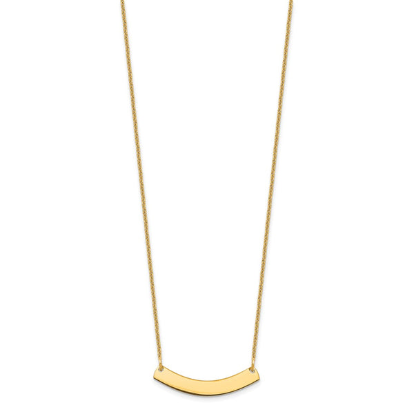 10k Yellow Gold Small Curved Blank Bar Necklace