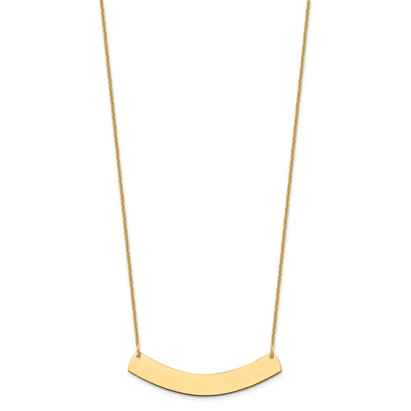 10k Yellow Gold Medium Curved Blank Bar Necklace