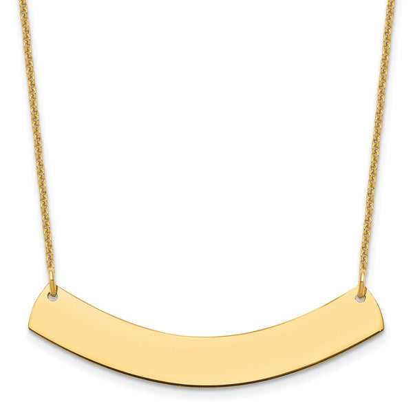 10k Yellow Gold Medium Curved Blank Bar Necklace