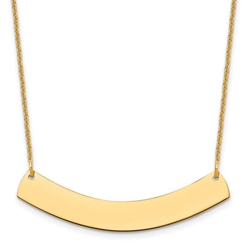 10k Yellow Gold Medium Curved Blank Bar Necklace