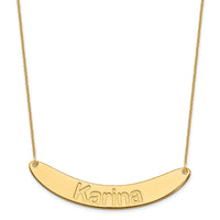 10k Yellow Gold Large ARIAL ROUNDED Curved Bar Necklace