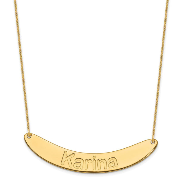 10k Yellow Gold Large ARIAL ROUNDED Curved Bar Necklace