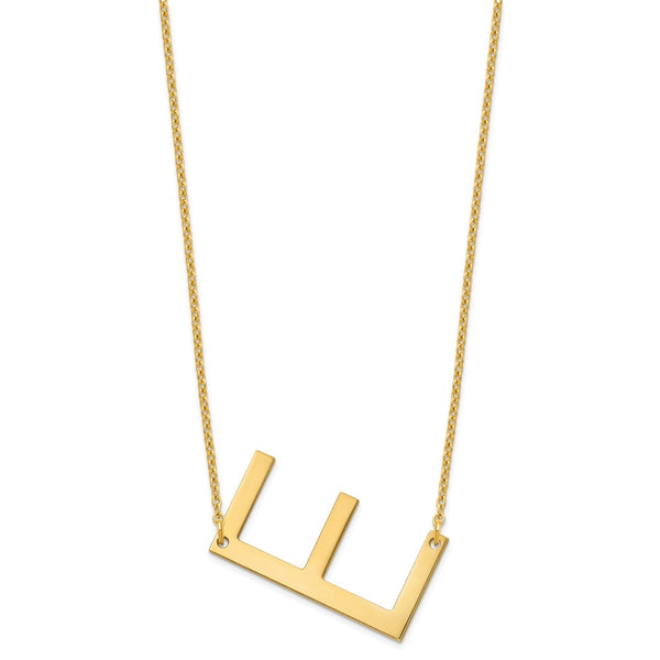 10K Yellow Gold Polished Large Letter E Necklace