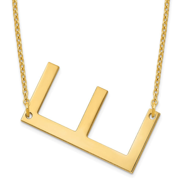 10K Yellow Gold Polished Large Letter E Necklace