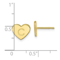 10k Yellow Gold Initial Heart Post Earrings