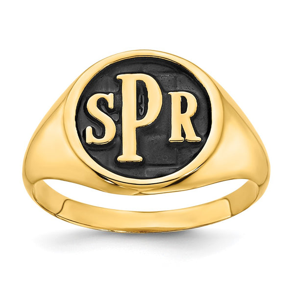 10k Yellow Gold with Epoxy Monogram Ring