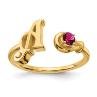 10KY Letter A with Birthstone Ring