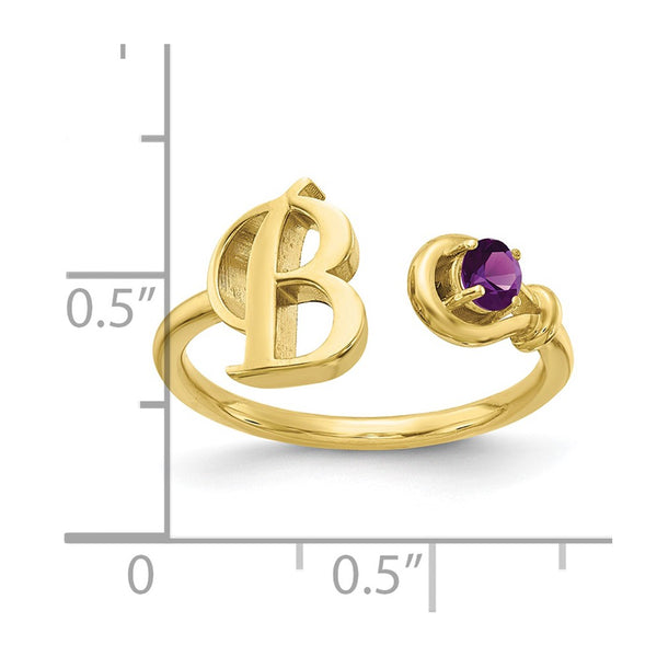 10k Yellow Gold Initial B with Birthstone Ring