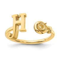 10KY Letter H with Birthstone Ring