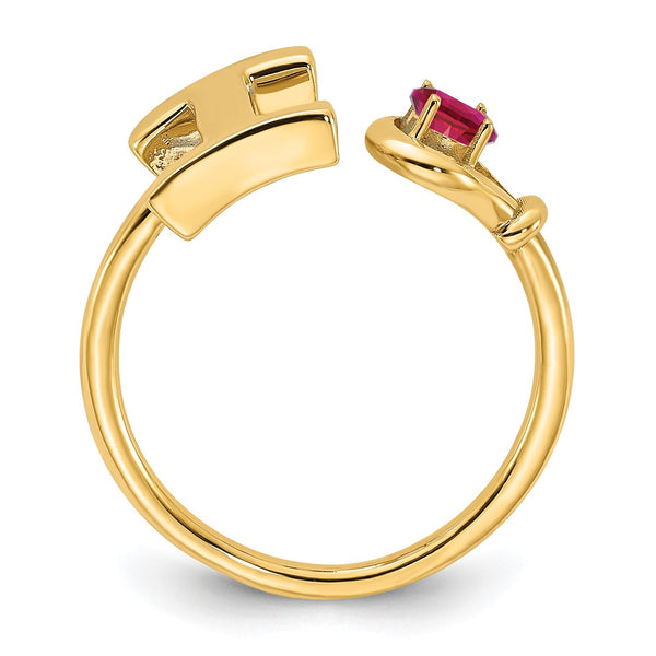 10KY Letter I with Birthstone Ring