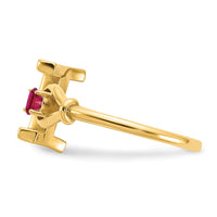 10KY Letter I with Birthstone Ring