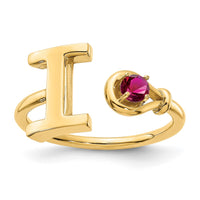 10KY Letter I with Birthstone Ring