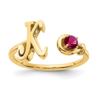 10KY Letter K with Birthstone Ring