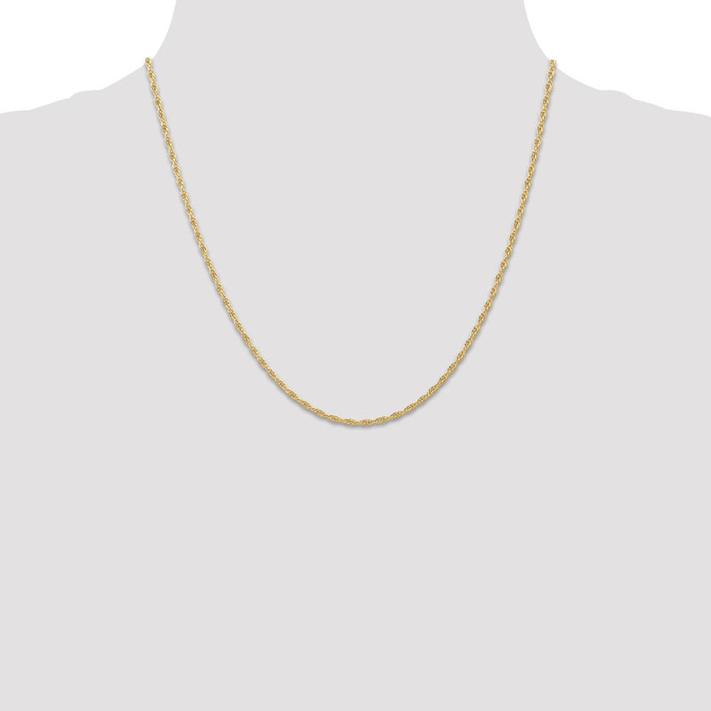 14K 1.55mm Carded Cable Rope Chain