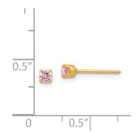 Inverness Stainless Steel 24K Gold-plated 3mm Pink CZ Post Earrings