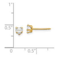 Inverness 14k 4mm Clear Heart CZ Earrings