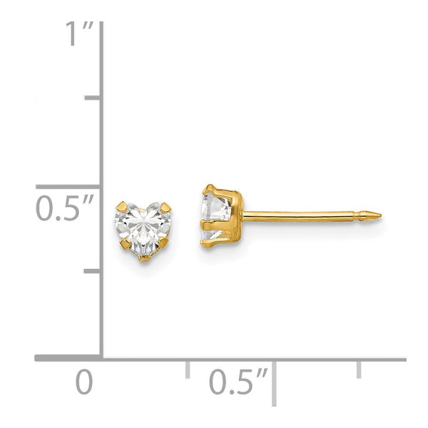 Inverness 14k 4mm Clear Heart CZ Earrings