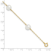 14K 7-8mm White Near Round FW Cultured Pearl 5-station 9in Anklet