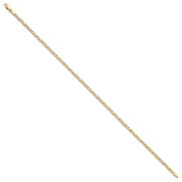 14k and Rose X's and Hearts 10in Anklet