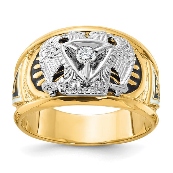14ktt IBGoodman Men's Enamel & Dia 32nd Scottish Rite Masonic Ring