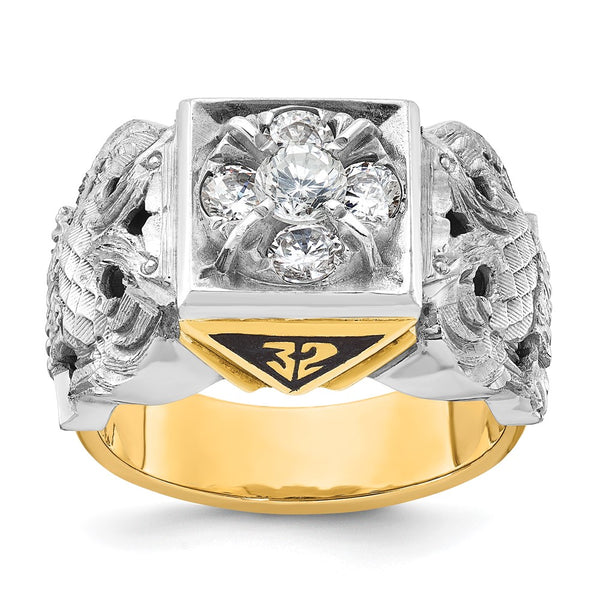 14ktt IBGoodman Men's Textured 32nd Scottish Rite Masonic Ring Mtg