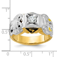 14ktt IBGoodman Men's Enamel & Diamond Eagle Masonic Shriner's Ring