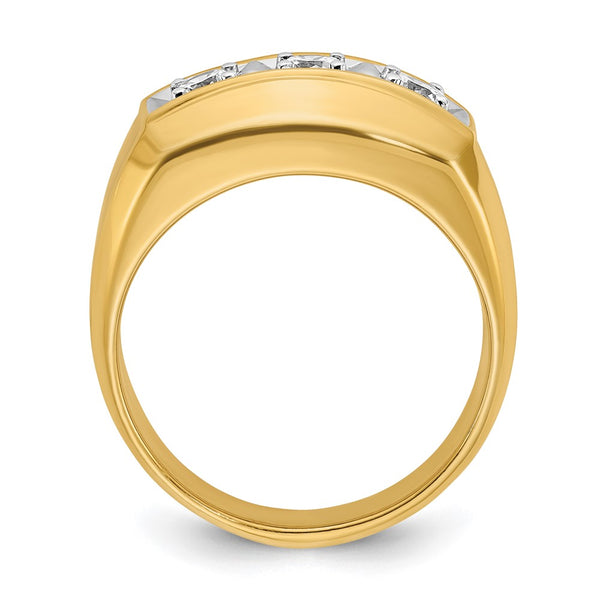 14ktt IBGoodman Men's Polished & Satin 3-Stone Diamond Ring