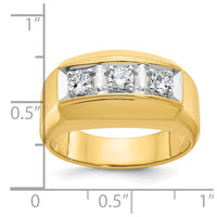 14ktt IBGoodman Men's Polished & Satin 3-Stone Diamond Ring