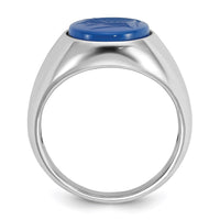14k White Gold IBGoodman Men's Blue Agate Intaglio Complete Ring