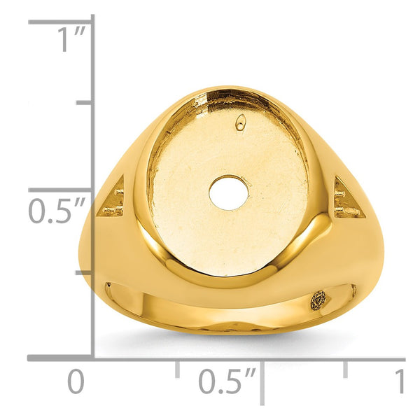 14k IBGoodman Men's Oval Gemstone and Diamond Ring Mounting