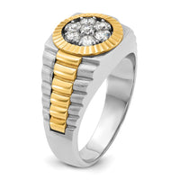 14ktt IBGoodman Men's Polished Satin & Textured Cluster Ring Mounting