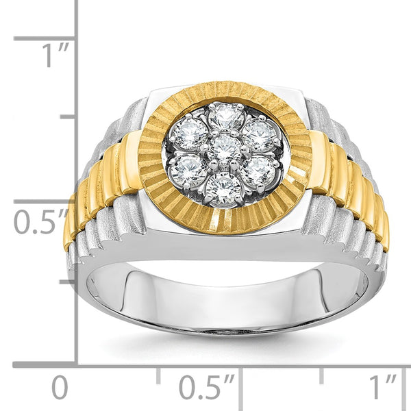 14ktt IBGoodman Men's Polished Satin & Textured Cluster Ring Mounting