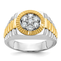 14ktt IBGoodman Men's Polished Satin & Textured Cluster Ring Mounting