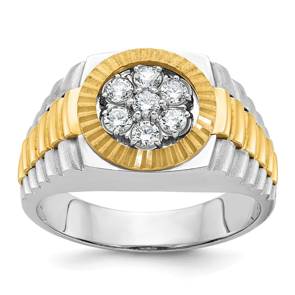 14ktt IBGoodman Men's Polished Satin & Textured Cluster Ring Mounting