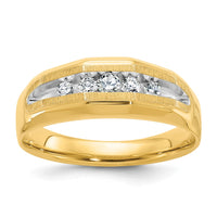 14k w/ White RH IBGoodman Men's Polished/Satin 5-Stone Diamond Ring