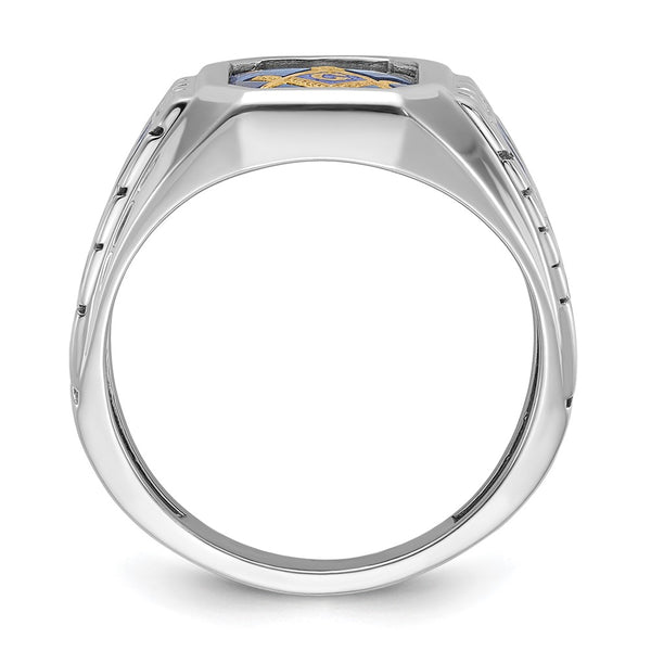 14kw IBGoodman Men's Textured Blue Lodge Masonic Ring Mounting