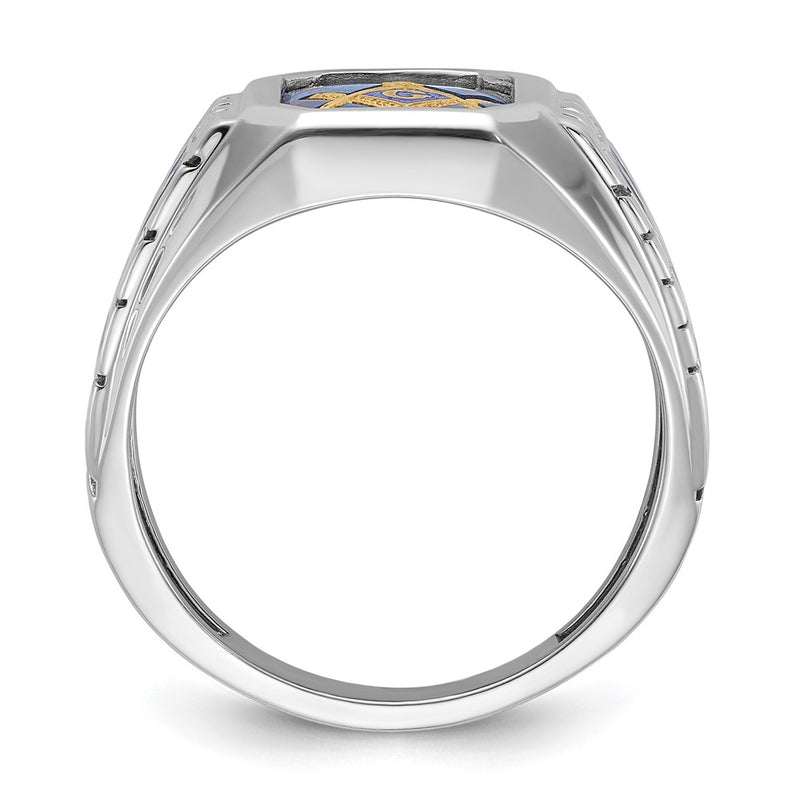 14kw IBGoodman Men's Textured Blue Lodge Masonic Ring Mounting