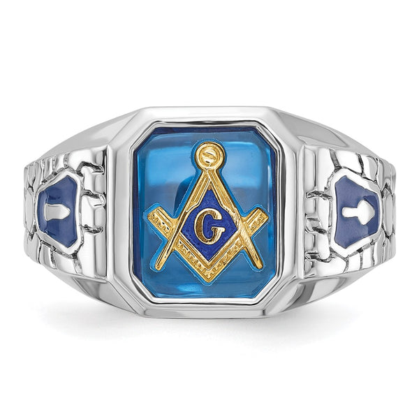 14kw IBGoodman Men's Textured Blue Lodge Masonic Ring Mounting
