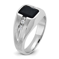 14k White Gold IBGoodman Men's Polished & Satin Onyx & Diamond Ring