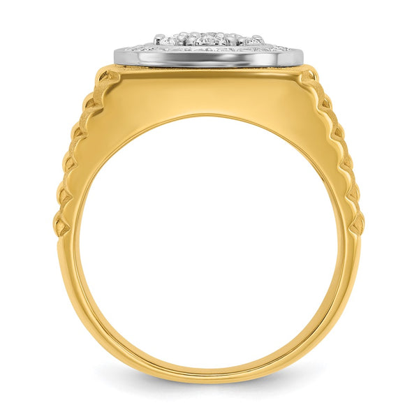 14k Two-tone IBGoodman Men's Polished Satin & Textured Ring Mounting