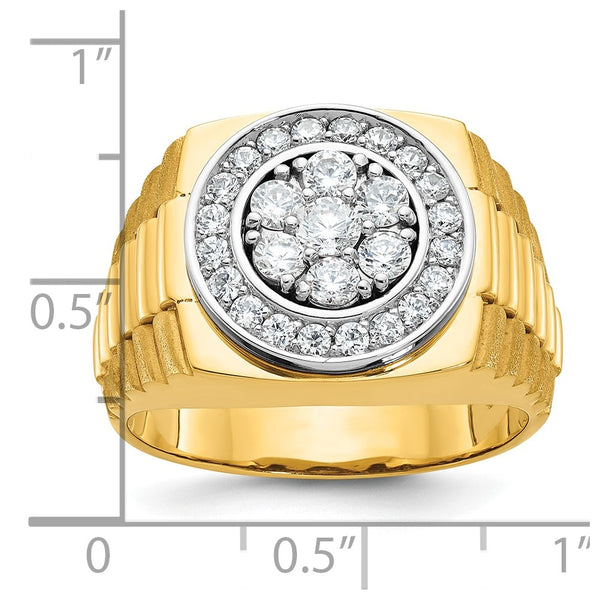 14k Two-tone IBGoodman Men's Polished Satin & Textured Ring Mounting