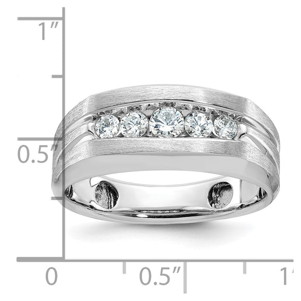 14kw IBGoodman Men's Polished & Brushed 5-Stone Diamond Ring