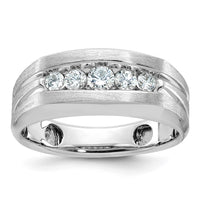 14kw IBGoodman Men's Polished & Brushed 5-Stone Diamond Ring