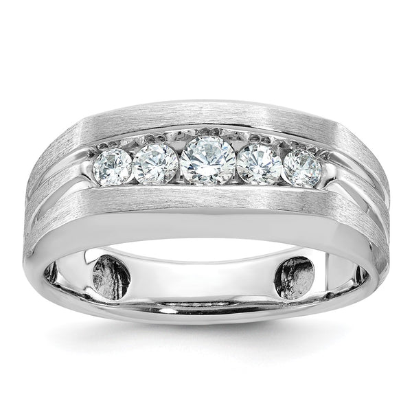 14kw IBGoodman Men's Polished & Brushed 5-Stone Diamond Ring