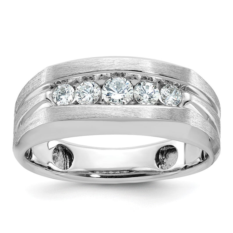14kw IBGoodman Men's Polished & Brushed 5-Stone Diamond Ring