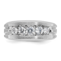 14k White Gold IBGoodman Men's Polished & Satin 5-Stone Diamond Ring